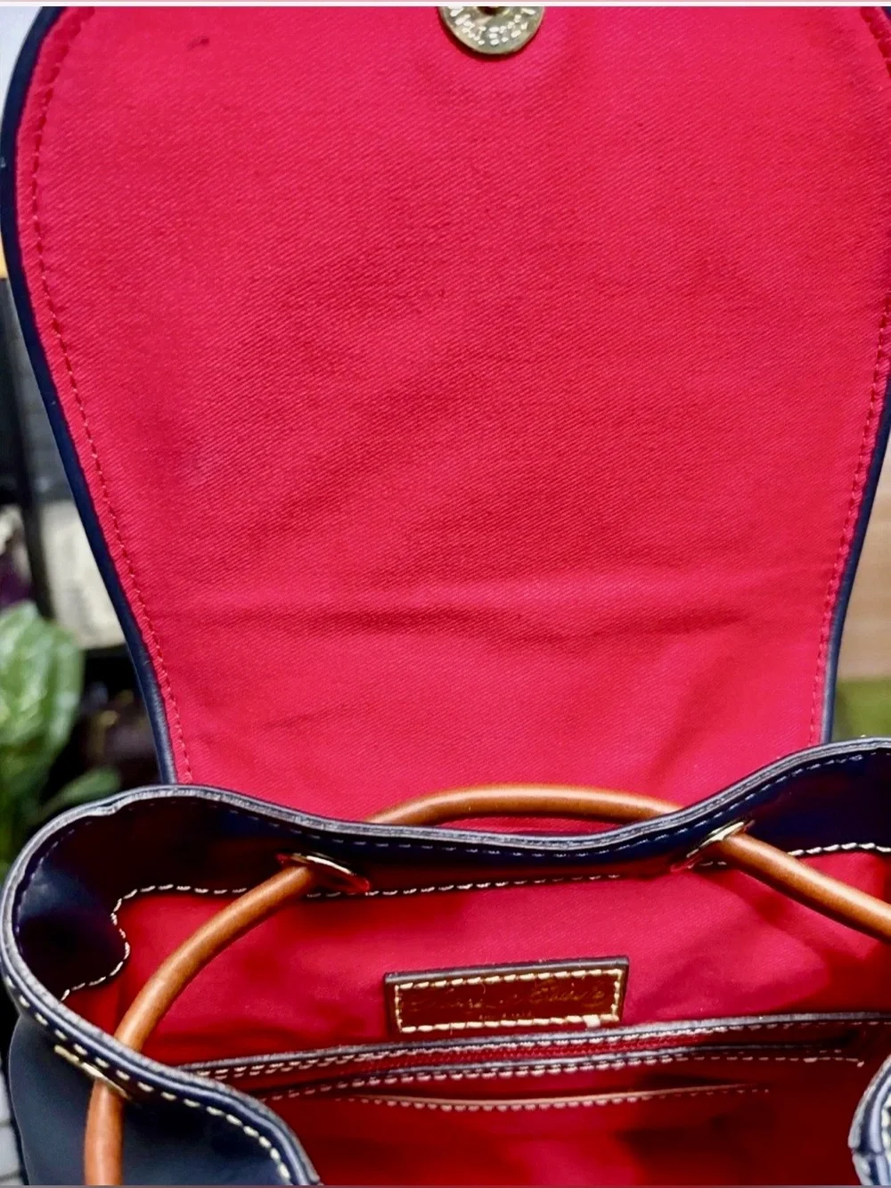 Dooney & Bourke Navy Blue Florentine Leather Medium Murphy Backpack.